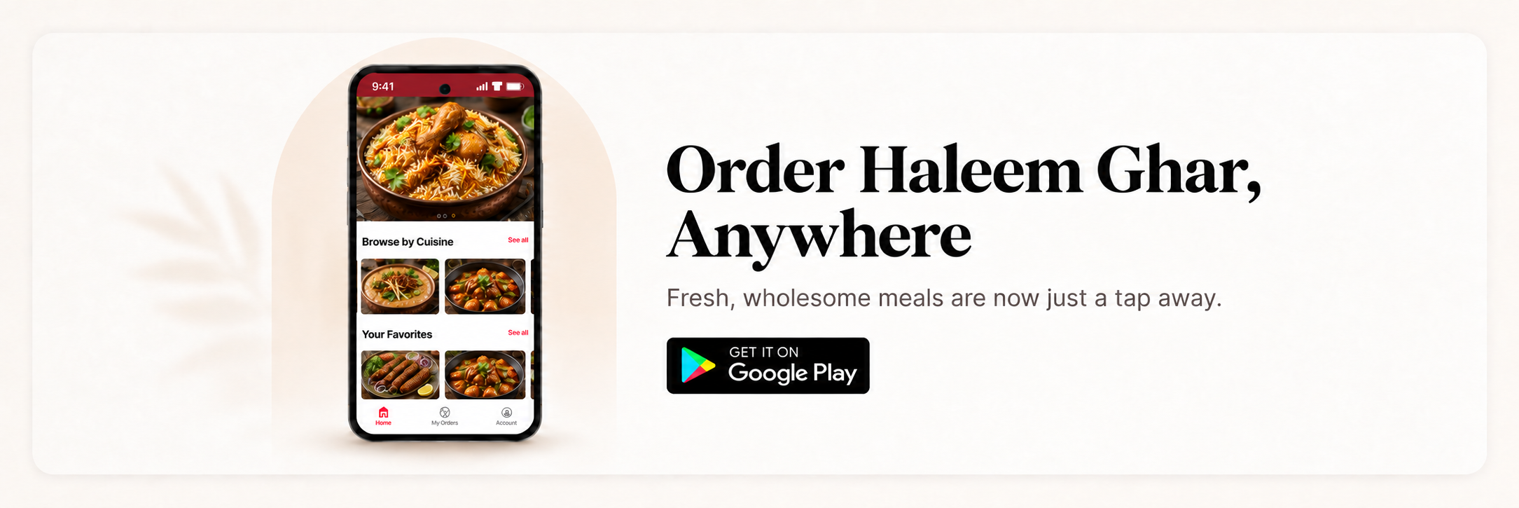 Order Haleem Ghar anywhere with the Haleem Ghar mobile app